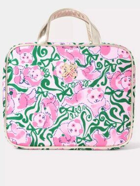 NWT Lilly Pulitzer Constance Cosmetic Case, Pink Quartz Panda N Bows